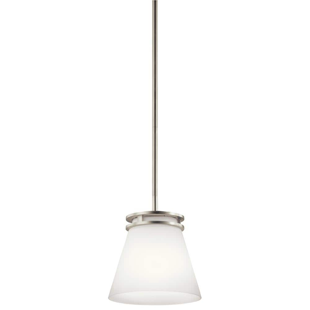 Kichler Hendrik 8.75  Contemporary 1 Light Brushed Nickel Mini Pendant Light with Etched Glass