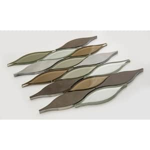 Zeille Haas Tan/Brown/Gray 5 in. x 6.5 in. Unique Shape Smooth Glass and Aluminum Mosaic Tile Sample