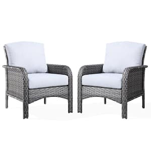 Denali Gray Modern Wicker Outdoor Lounge Chair Seating Set with Light Gray Cushions (2-Pack)