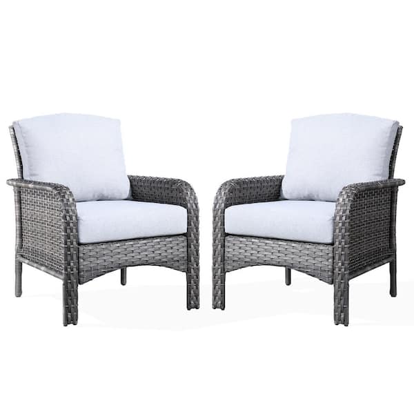 Toject Denali Gray Modern Wicker Outdoor Lounge Chair Seating Set with ...