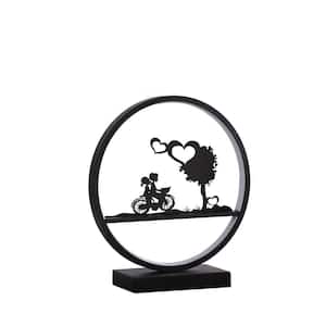 13 in. Girl And Boy On Bicycle LED Accent Table Lamp
