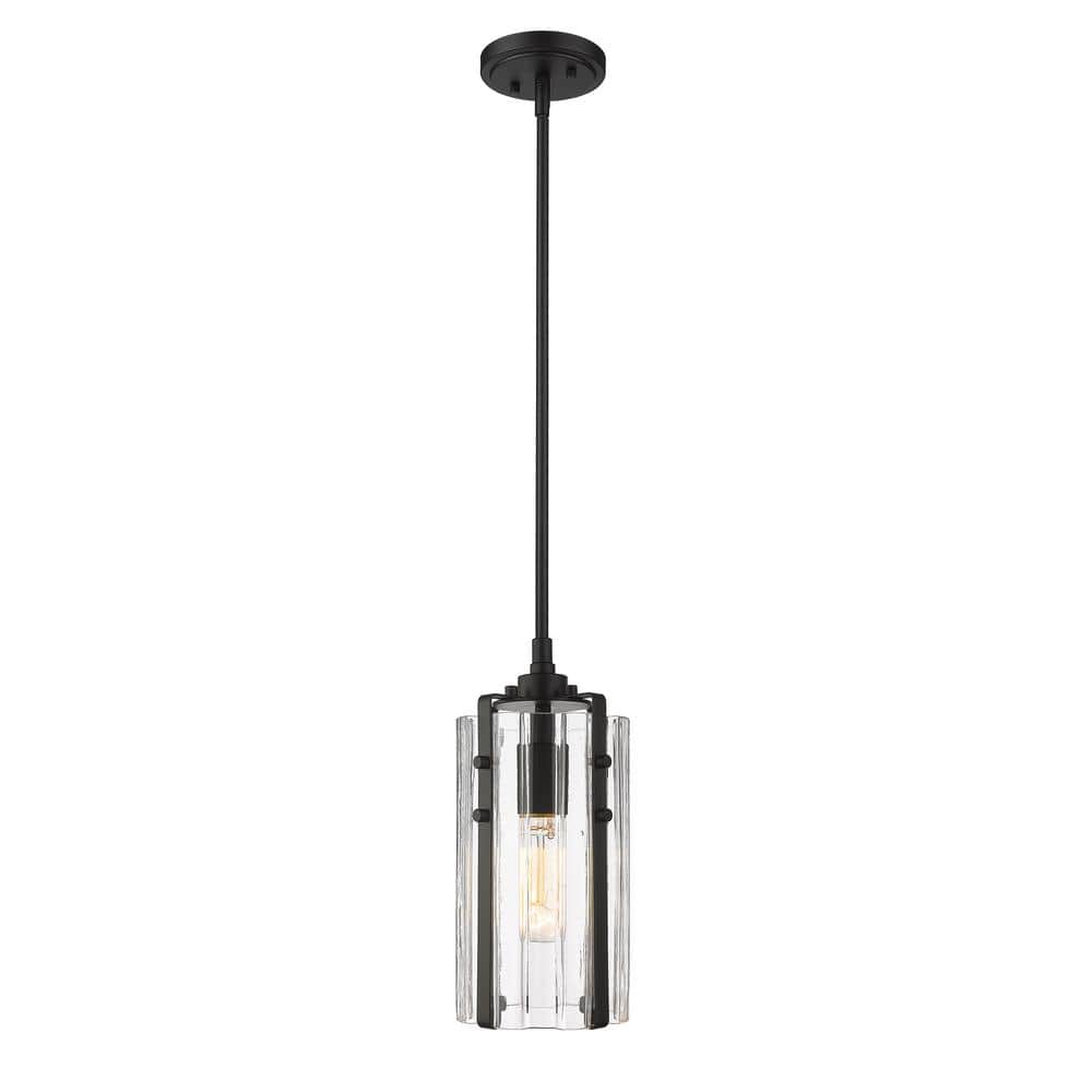 Alverton 5.5 in. 1-Light Mini Pendant Matte Black with Clear Glass Shade