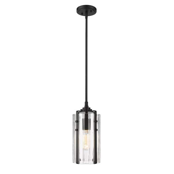 Unbranded Alverton 5.5 in. 1-Light Mini Pendant Matte Black with Clear Glass Shade