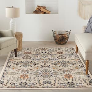 Allur Beige 4 ft. x 6 ft. Abstract Medallion Transitional Area Rug