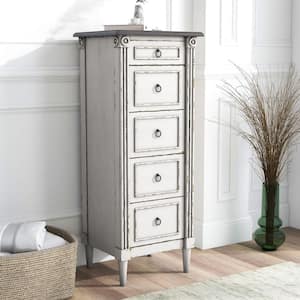 Elani 4-Drawer Antique White and Antique Gray Chest of Drawers (46.5 in. H x 18 in. W x 15.5 in. D)