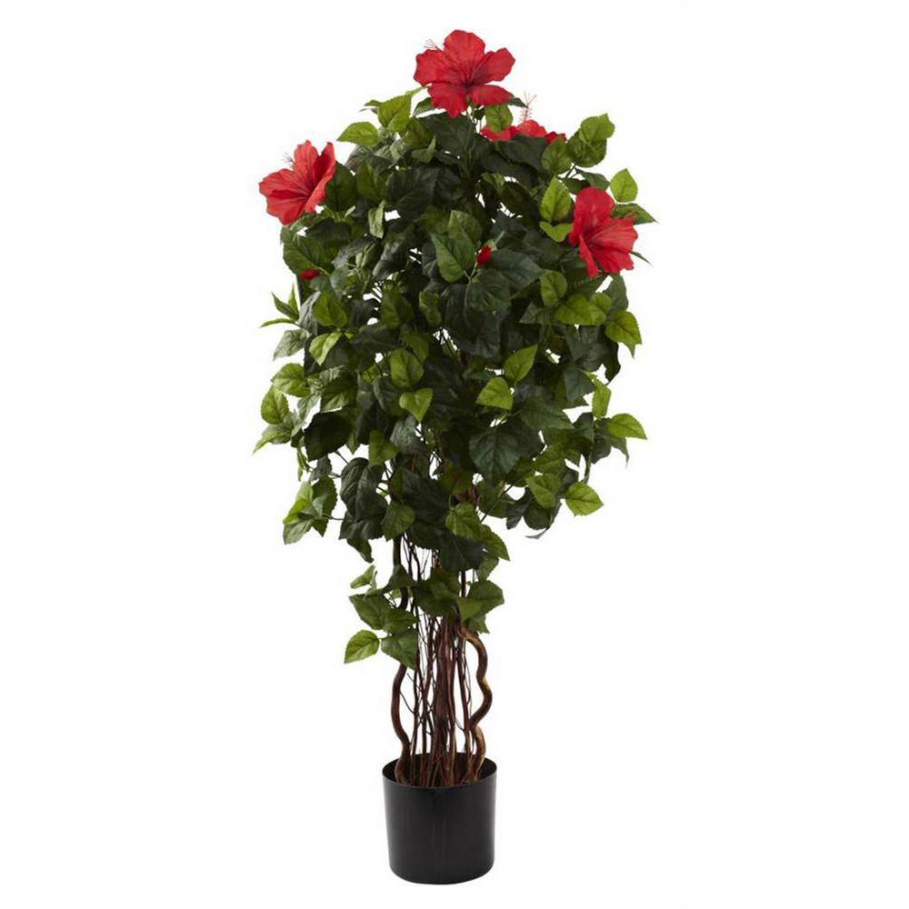 Cubilan 48 in. Green Artificial Hibiscus Tree in Pot 31428047 The