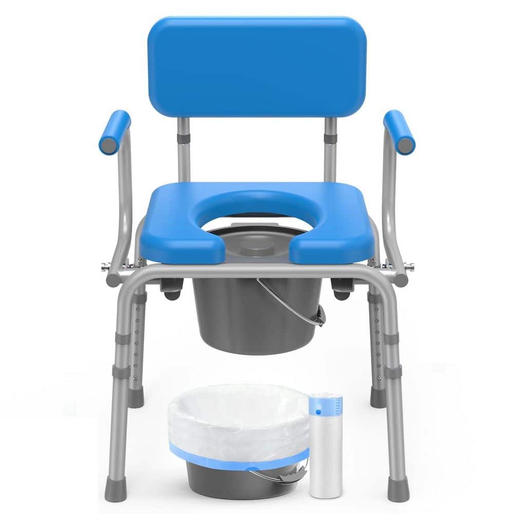 Bedside Commode with Liners, Padded Seat, Backrest, 5.8 qt. Removable Bucket, Adjustable Height Portable Toilet Seat price history on PriceWatchPro