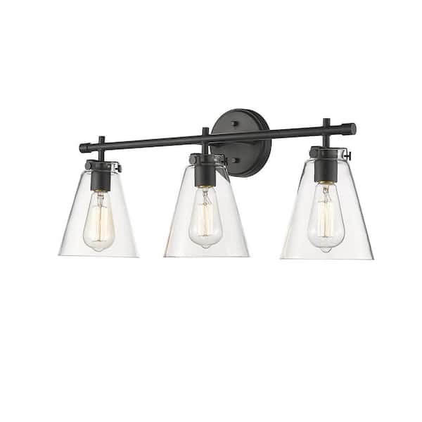 Millennium Lighting Aliza 26 in. 3-Light Matte Black Vanity Light with ...