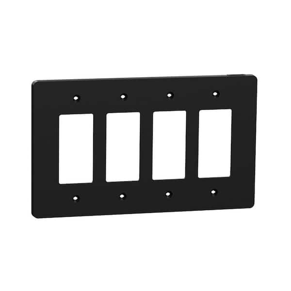 Square D X Series 4-Gang Mid Size Plus Wall Plate Cover Decorator/Rocker Matte Black