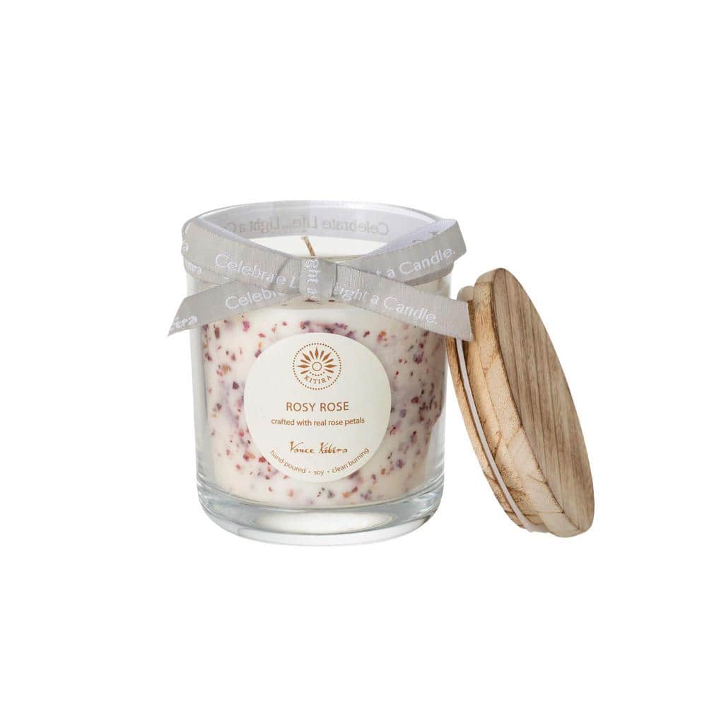 Rosy Rose Scented Soy Wax Jar Candle with Wood Lid
