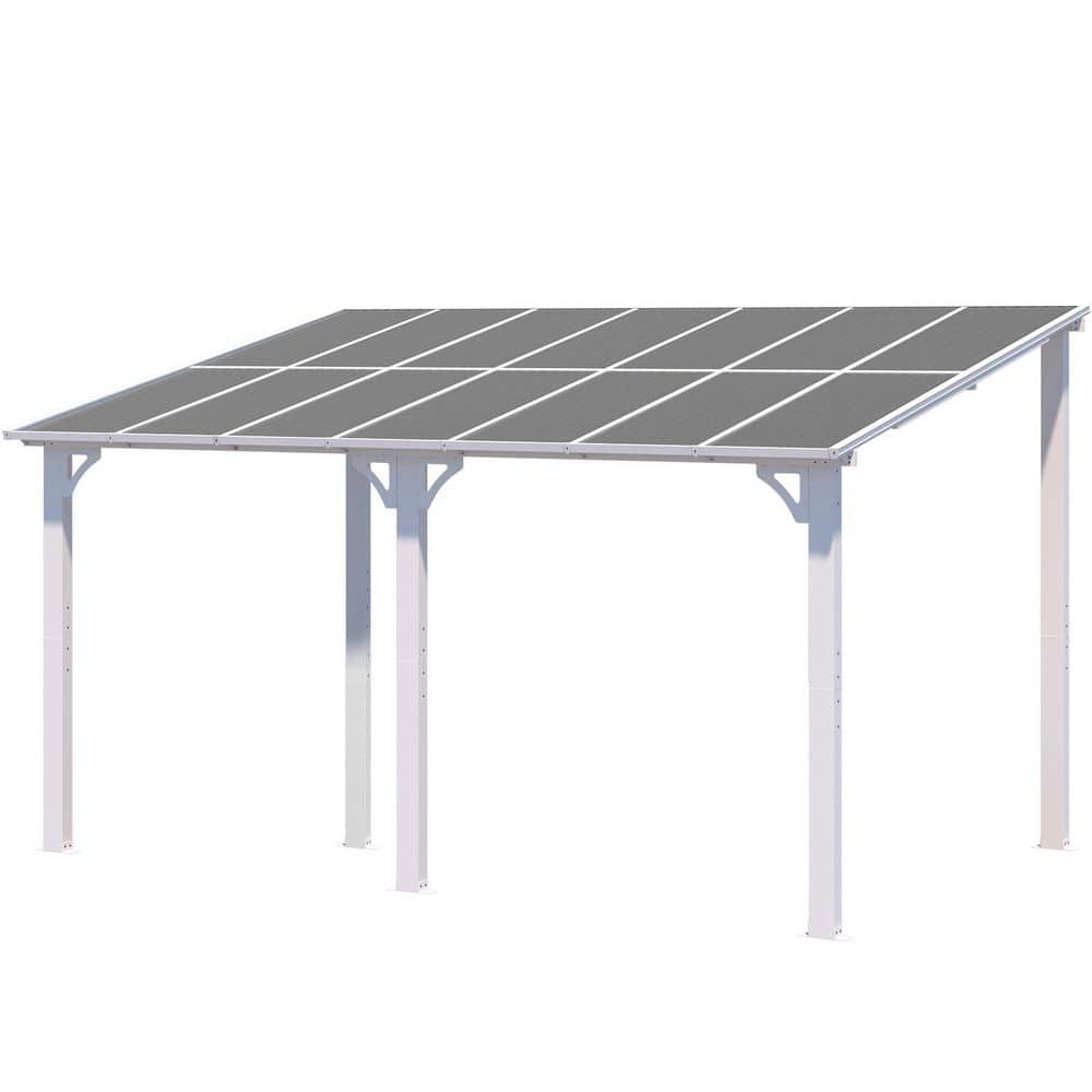 AECOJOY 14 ft. x 8 ft. White Aluminum Patio Cover 16408WH-HD01