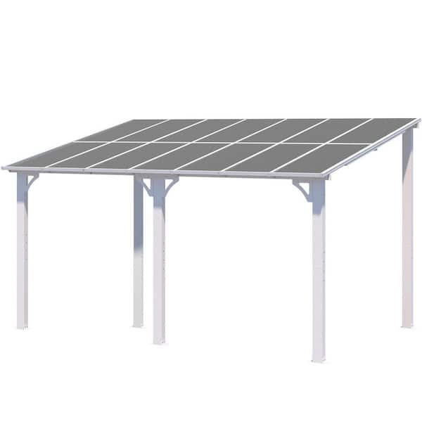 AECOJOY 14 ft. x 8 ft. White Aluminum Patio Cover