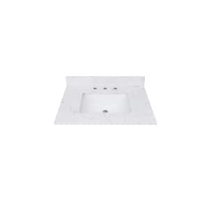 31 in. W x 22 in D Engineered Stone White Rectangular Single Sink Vanity Top in White