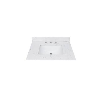 31 in. W x 22 in. D Engineered Stone Vanity Top in Cala White with White Basin