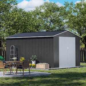 8 ft. W x 12 ft. D Large Outdoor Storage Metal Shed Garden Tool Steel Shed with Lockable Doors and Vents (96 sq. ft.)