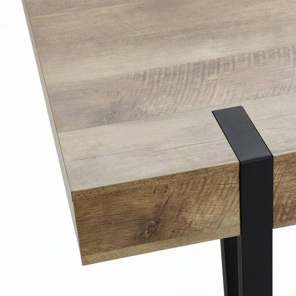 Luxテーブル LuxenHome 35.5 in. Rectangle Oak and Black Wood Dining Table