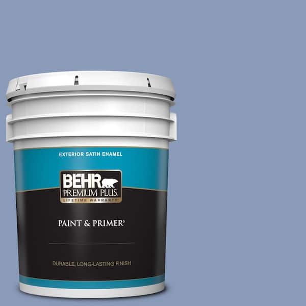 BEHR PREMIUM PLUS 5 gal. #610D-5 Blueberry Popover Satin Enamel Exterior Paint & Primer