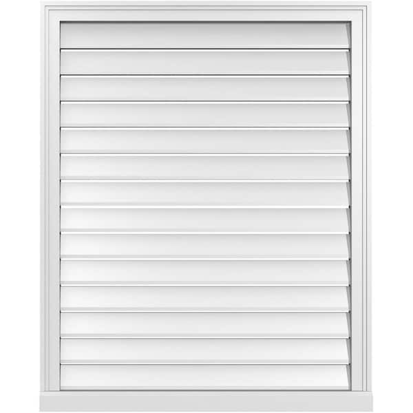 Ekena Millwork 34" x 42" Rectangular White PVC Paintable Gable Louver Vent Functional