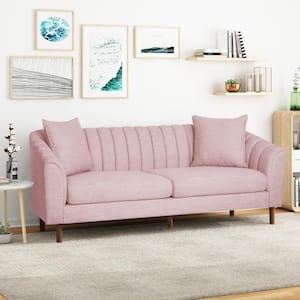 85 in. Square Arm 3-Seater Sofa in Light Blush