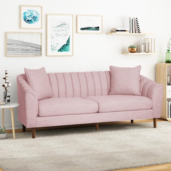 Noble House 85 in. Square Arm 3-Seater Sofa in Light Blush