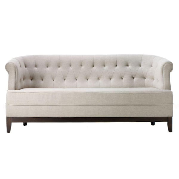 Home Decorators Collection Emma 73 in. Textured Natural Polyester 3-Seater Sofa with Round Arms