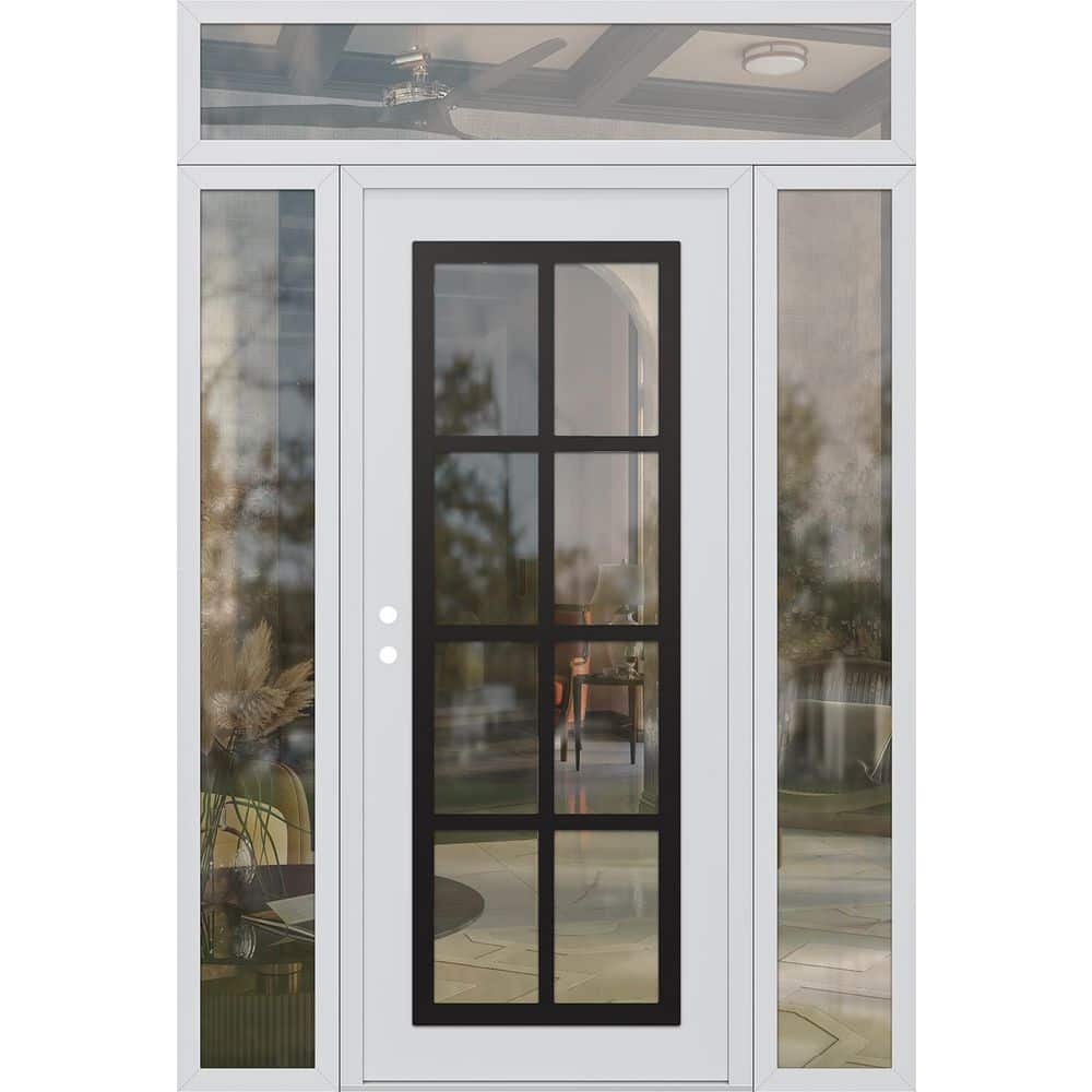 C16 64 in. x 96 in. Black P Right-Hand/Inswing Clear Glass White/White 2 Sidelite+Transom Steel Prehung Front Door price history on PriceWatchPro