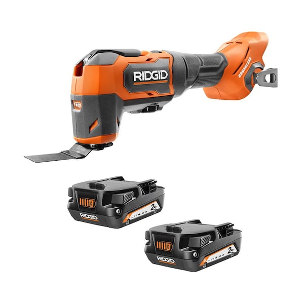 RIDGID 18V Brushless Cordless Oscillating Multi-Tool with 18V Compact Lithium-Ion Battery (2-Pack)