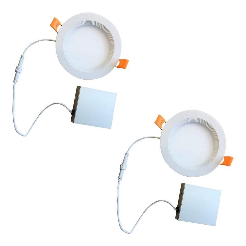 6 in. Canless 2700K, 75-Watt Equivalent, White Round Dimmable Flat LED Recessed Downlight with J-Box Included (2-Pack) price history on PriceWatchPro