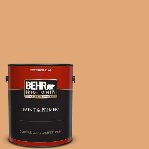 BEHR PREMIUM PLUS 1 gal. #280D-4 Caramel Sundae Flat Exterior Paint & Primer