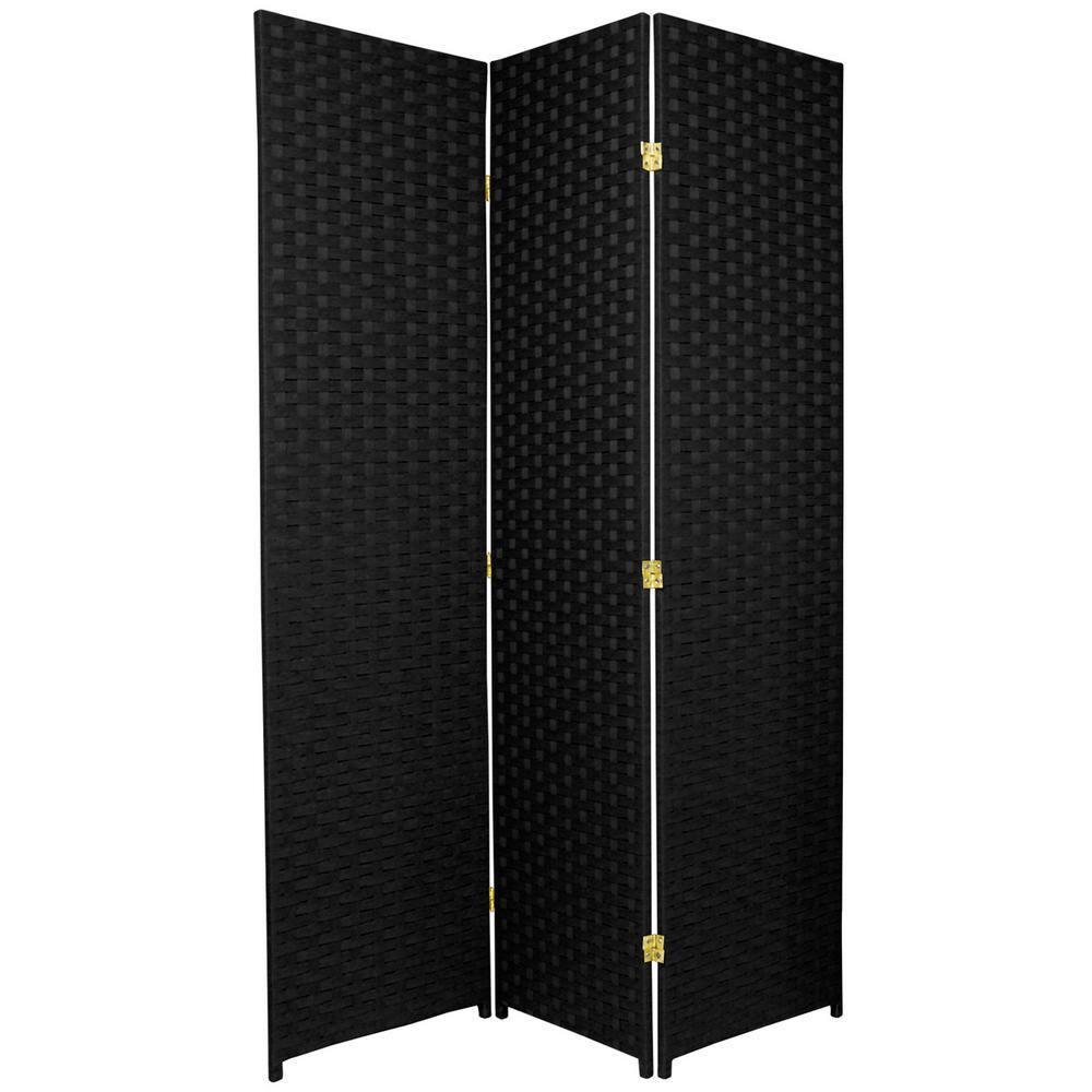 Oriental Furniture 6 ft. Black 3Panel Room Divider SSFIBER3PBLK The Home Depot