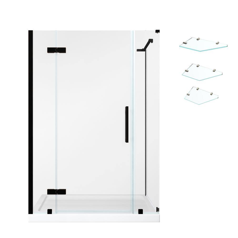 Endless 54" Oil Rubbed Bronze Frameless Corner Shower Kit with Shelves