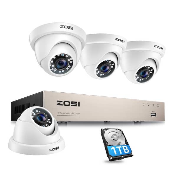 8-Channel 1080p 1TB DVR Security Camera System with 4 Wired Bullet Cameras