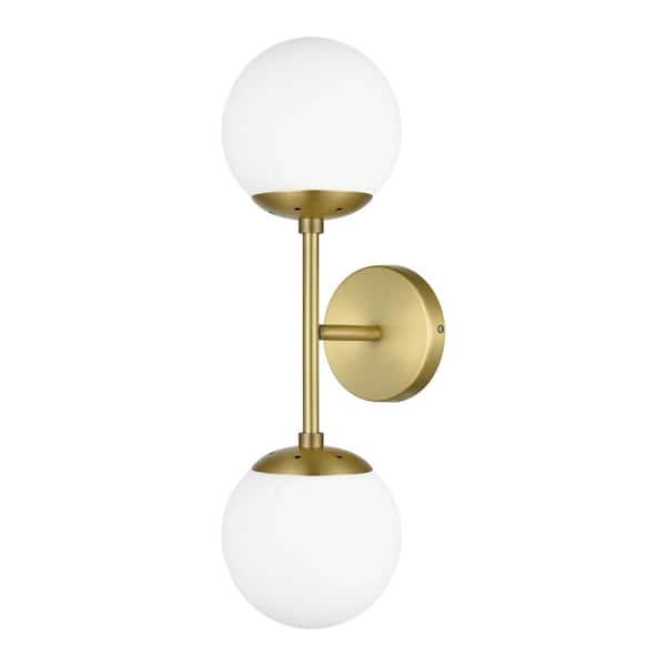 Light Society Zeno Globe 2-Light Wall Sconce in Brushed Brass