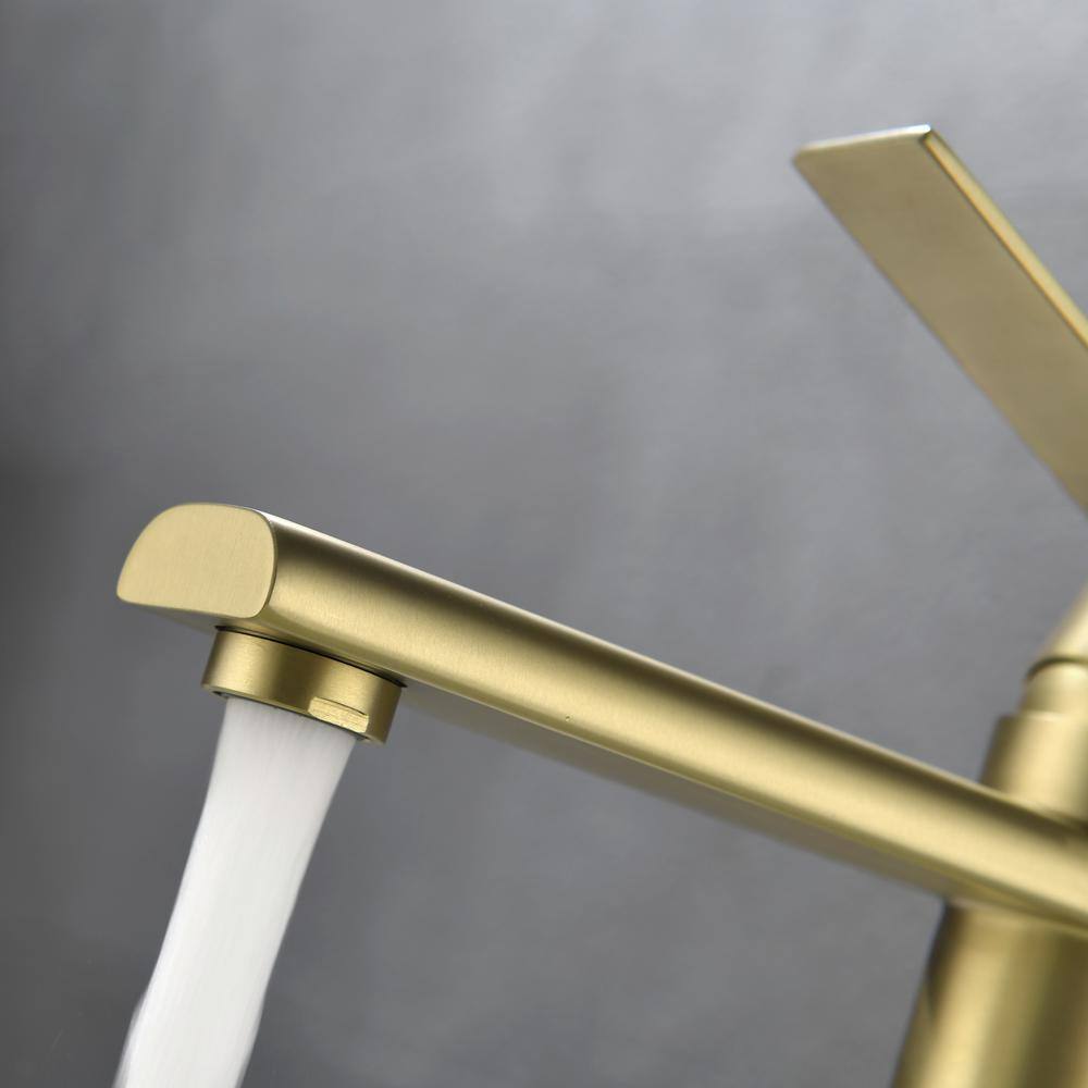 Brushed Gold Brass Single Handle Bathroom Faucet