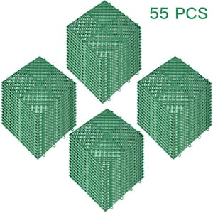 Interlocking Drainage Mat Floor Tiles Rubber Interlocking Gym Flooring Tiles 12 x 12 x 0.5 in. (55 Pcs, 55 sq ft Green)