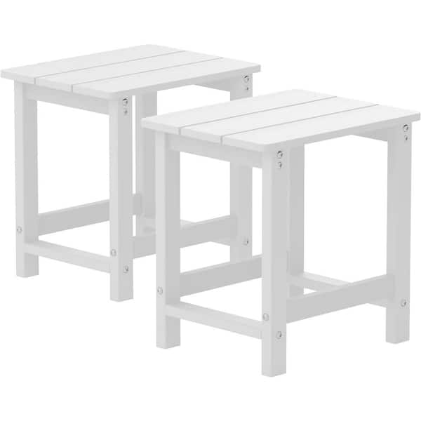 Mximu 16.7 in. H White Square Plastic Adirondack Outdoor Side Table (2-Pack)