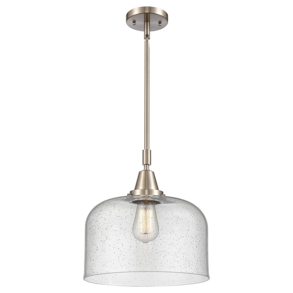 Bell 100-Watt 1-Light Brushed Satin Nickel Standard Mini Pendant Light with Seeded Glass Shade, No Bulbs Included price history on PriceWatchPro
