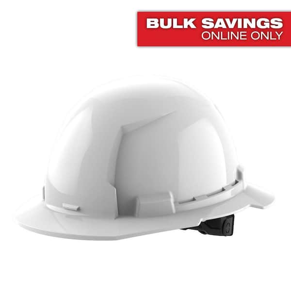BOLT White Type 1 Class E Full Brim Non-Vented Hard Hat with 6-Point Ratcheting Suspension