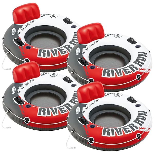 River Run 53 in. Red 1 Inflatable Floating Water Pool Tube Lake Raft (4-Pack)