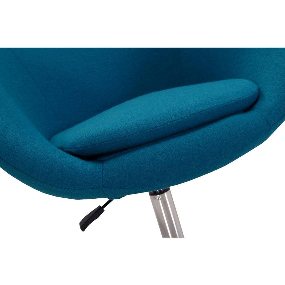 Set of 2 Blue Wool Blend Adjustable Height Chairs with Polished Chrome Base