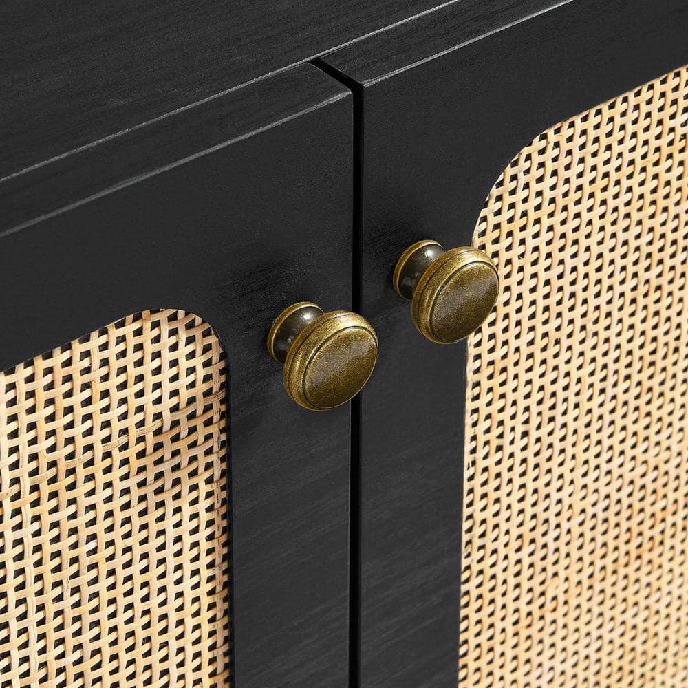 Chaucer Black Rattan Weave 69.5" Sideboard