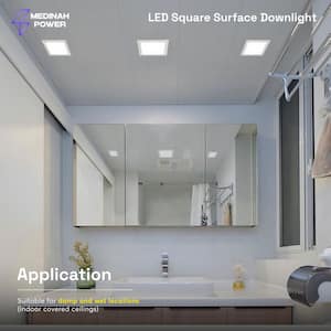 4 in. 65-Watt Equivalent LED Dimmable Square Surface Downlight, 700 Lumens, 2700K-5000K Selectable