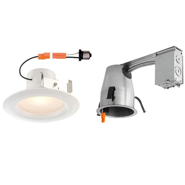 EnviroLite 4 in. LED Recessed Remodel Housing with White Recessed LED Trim Kit, 4000K