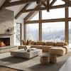 Homy Casa SMZO 152.7 in. Modular Corduroy Sectional Sofa with Ergonomic Curved Armrests, Adjustable Backrest, in. Camel Brown SMZO-FTI-BR