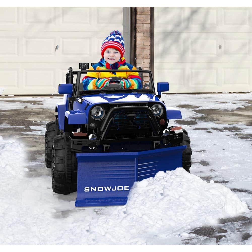 Blue 24-Volt Kids Ride-On SUV with Snow Plow and Remote