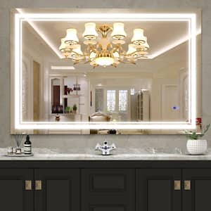 55 in. W x 36 in. H Large Rectangular Frameless Anti-Fog LED Lighted Wall Bathroom Vanity Mirror