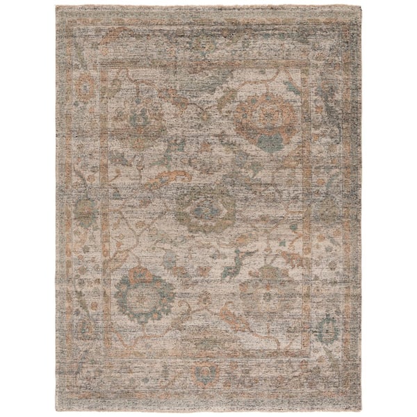 Izmir 10 ft. x 14 ft. Ivory/Gray Distressed Ornate Area Rug