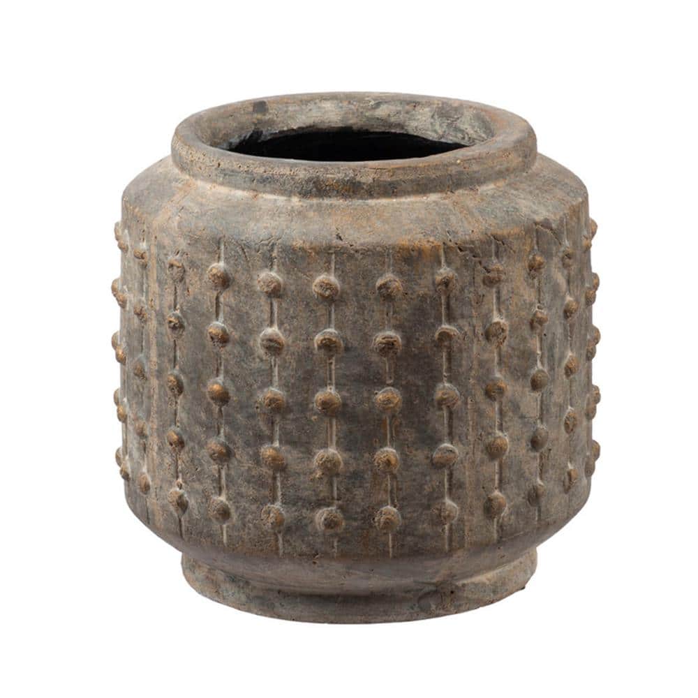 Distressed Gray Ceramic Beaded Indoor Outdoor Planter