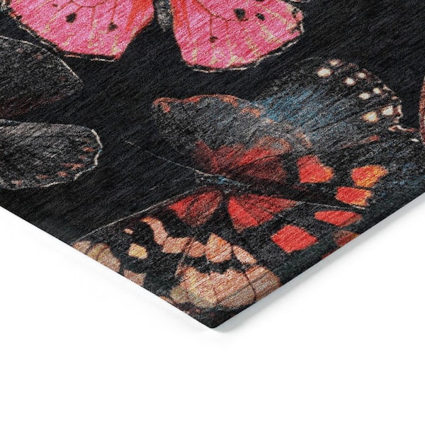 Chantille Machine Washable Indoor/Outdoor Abstract ACN2201 Black 1 ft. 8 in. x 2 ft. 6 in. Accent Rug