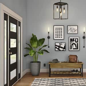 68.5 in. x 81.75 in. Celeste Left-Hand Inswing 4-Lite Frosted Modern Painted Steel Prehung Front Door with Sidelites